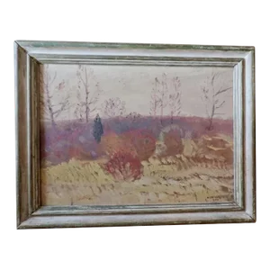 1933 American Plein Air New England Winter Landscape Scene Oil Painting, Framed