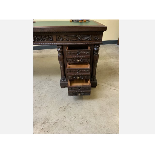 Brown Antique Neo-Renaissance Desk, 1880 For Sale - Image 8 of 16