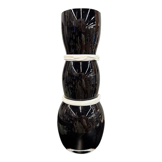 1980s Studio ArtGlass Vase Signed 12in Tall For Sale