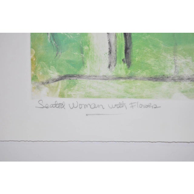 Abstract Arthur Krakower "Seated Woman With Flowers" Original Monotype C.2004 For Sale - Image 3 of 5