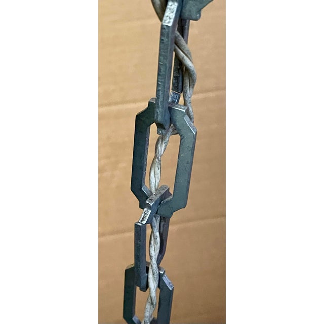 Early 20th Century Early 20th Century Art Deco White Milk Glass Skyscraper Star Hanging Pendant Light Fixture For Sale - Image 5 of 11