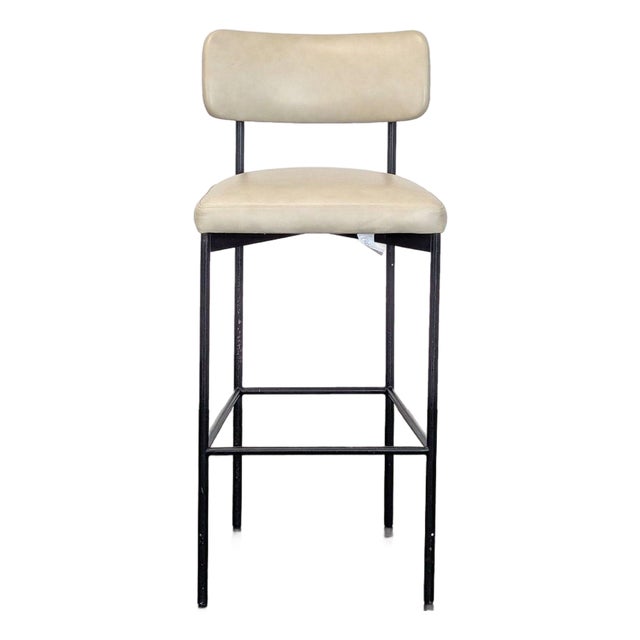 Pottery Barn Maison Leather Bar Stool For Sale