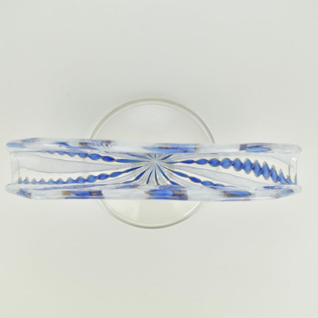 Mid 20th Century Vintage Murano Glass Latticino Letter Napkin Holder Cornflower Blue For Sale - Image 5 of 6