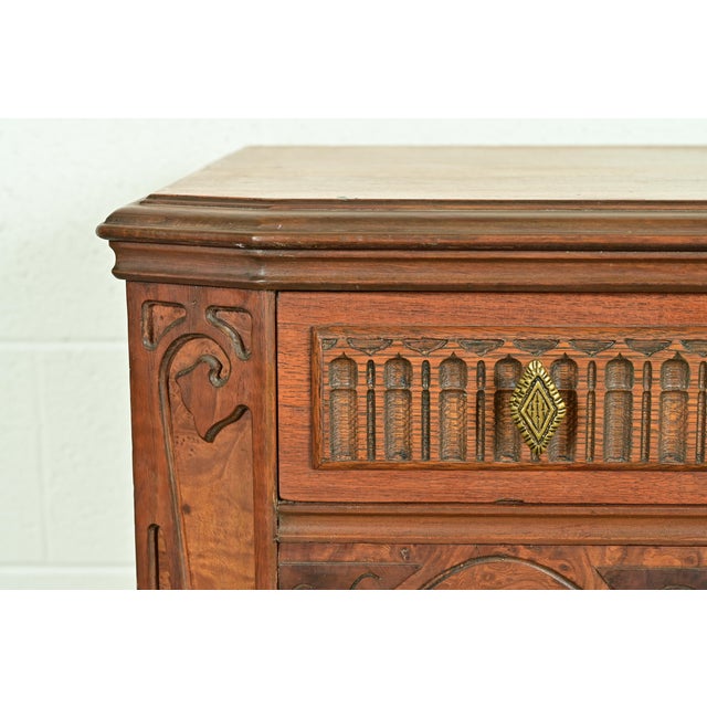 Brown Berkey & Gay Style Antique Victorian Carved Walnut and Burl Wood Chest of Drawers | Circa 1930s For Sale - Image 8 of 15
