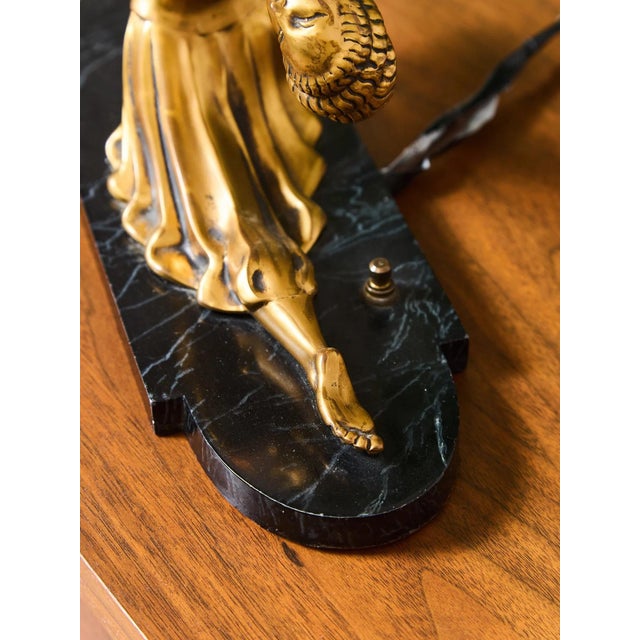 Art Deco Early 20th Century Styled After Frankart Ronson Nude Art Deco Lamp Solid Brass For Sale - Image 3 of 7