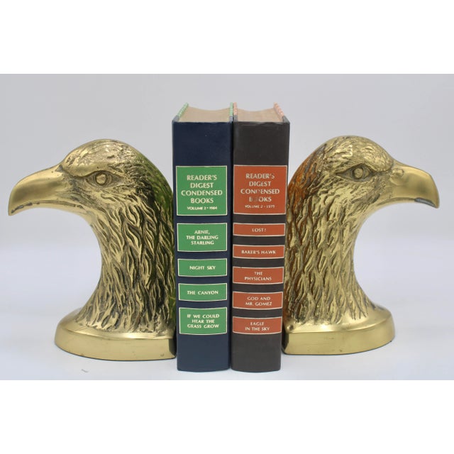 American Vintage American Bald Eagle Brass Bookends For Sale - Image 3 of 10
