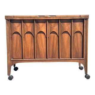 Kent Coffey Perspecta Mid Century Walnut and Rosewood Bar Cart For Sale