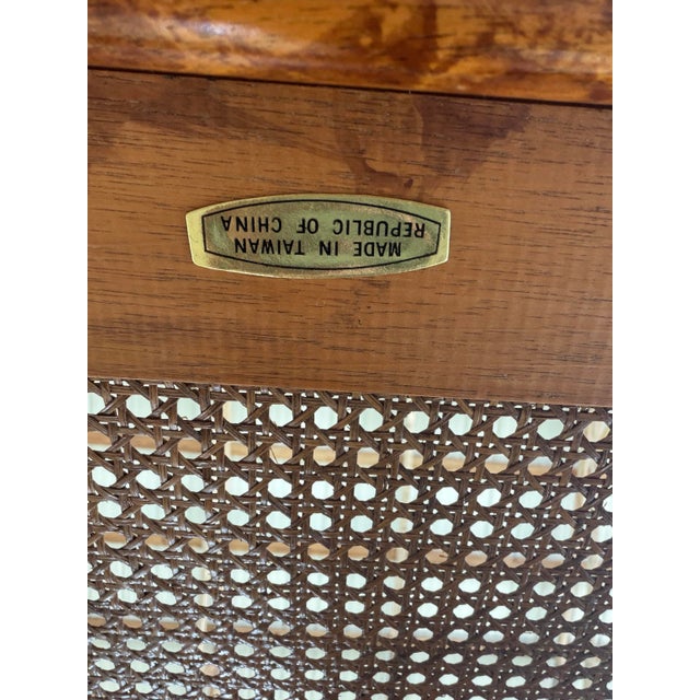 Vintage Chinoiserie Regency Horseshoe Bamboo Rattan & Cane Side Chair For Sale - Image 9 of 12
