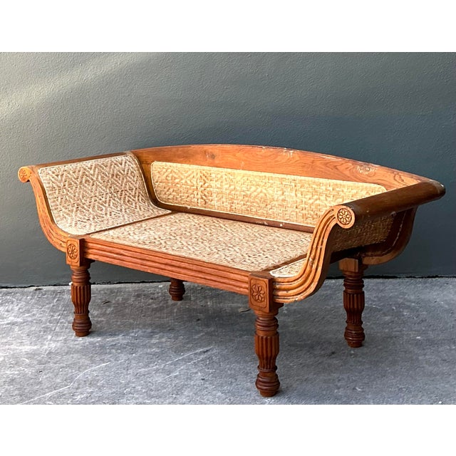 Wood Vintage Anglo Indian Cane Settee For Sale - Image 7 of 12