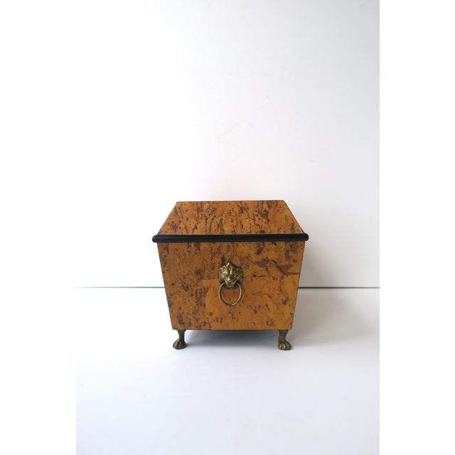 Neoclassical Empire Revival Style Box, Tiger Burl-Esque Lion Heads, Late 20th C For Sale - Image 12 of 15