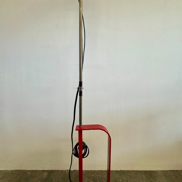 Red Toio Floor Lamp by Achille & Pier Giacomo Castiglioni for Flos, 1962, in Very Good conditions. Designed 1960 to 1969...