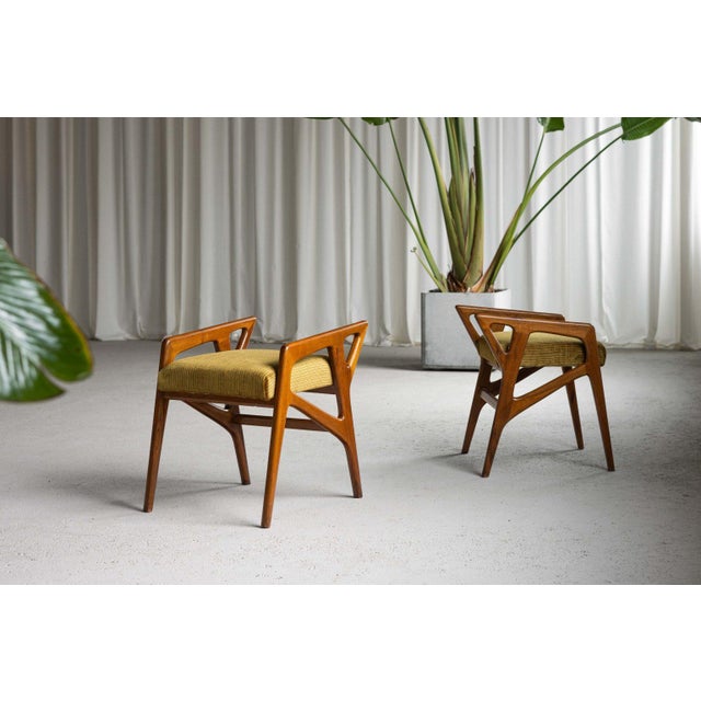 A rare and authentic pair of stools from the 687 series, designed by Gio Ponti and produced by Cassina, Italy, 1953....