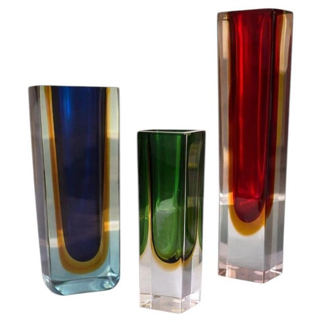 Sommerso Murano Glass Vases by Flavio Poli for Seguso, Italy, 1950s, Set of 3 For Sale - Image 9 of 9