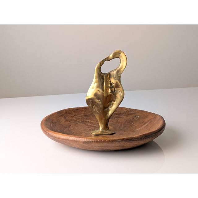 Fruit Bowl in Bronze and Wood with Sculpture by David Marshall, 1980s For Sale - Image 9 of 9