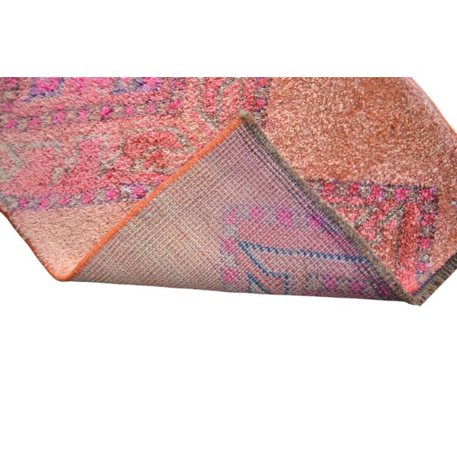 Distressed Oushak Runner Rug - Faded Colors Long Narrow Hallway - 1′9″ × 12′2″ For Sale - Image 11 of 11