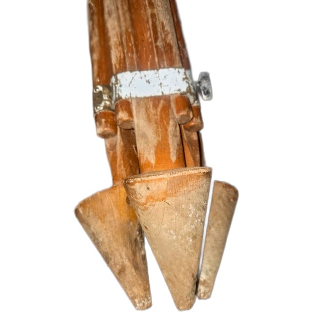 Mid-Century K&e Carl Zeiss Wooden Surveyor's Tripod – Sculptural Floor Base For Sale - Image 4 of 5