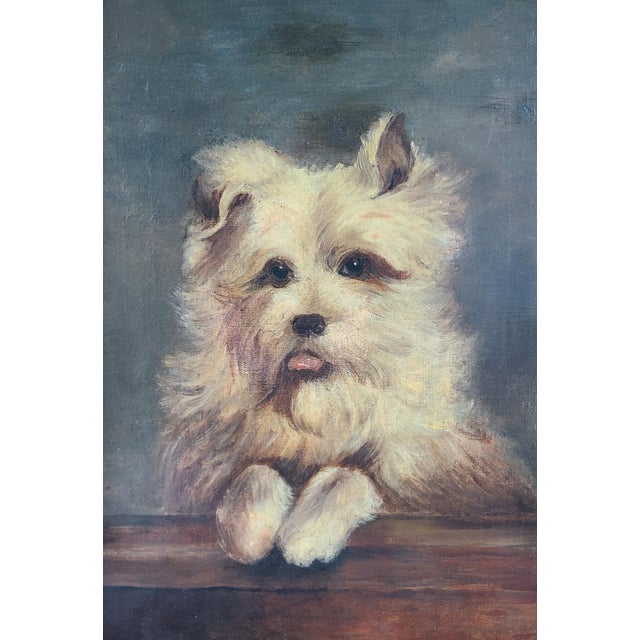 Victorian Antique 19th Century Victorian Oil Painting Portrait of a Terrier Dog For Sale - Image 3 of 14