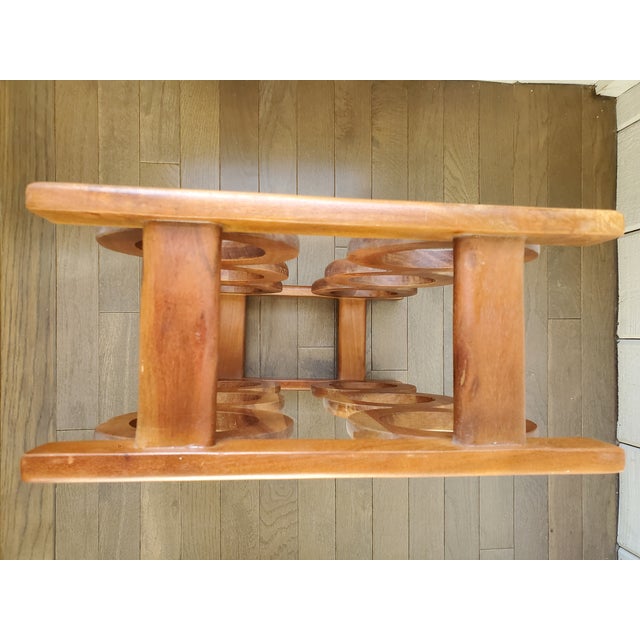 1960s Mid Century Modern Carved Wood Wine Holder For Sale In Monterey, CA - Image 6 of 6
