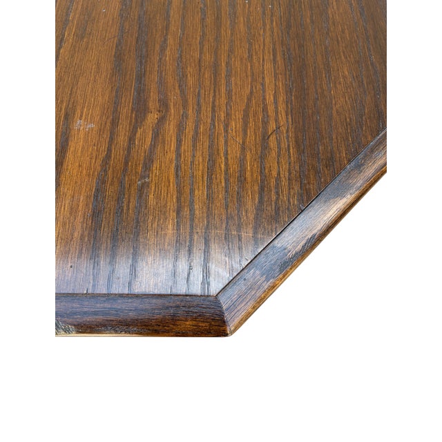 1980s Ethan Allan Charter Oak Jacobean Dining Room Pedestal Table For Sale - Image 13 of 14
