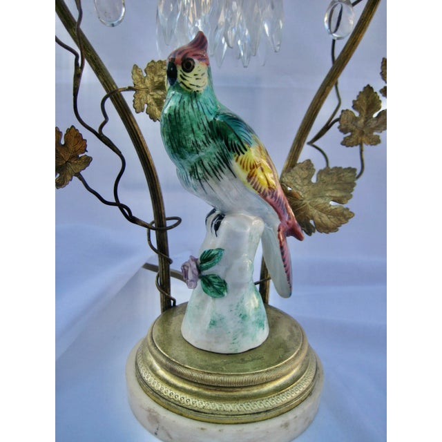 Bird Porcelain Crystal Lamp Circa 1920 For Sale - Image 6 of 13