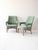 1950s armchairs with original mint green velvet. Mid-century lines, with visible signs of use. Pair of 1950s Scandinavian...