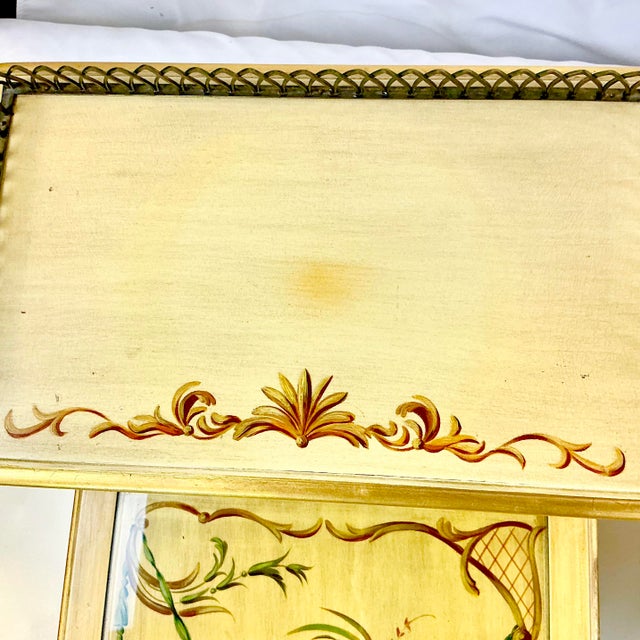 1940s Italian Rococo Venetian Hand-Painted Step Down Side Tables - A Pair For Sale - Image 11 of 15