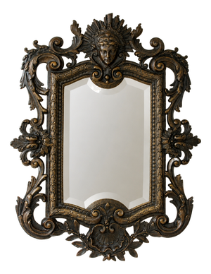 Beveled Bronze Mirror Dating from the Second Empire, Louis Xv Style