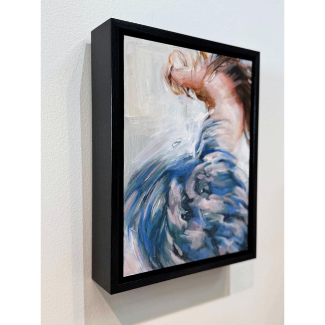 This oil on panel artwork captures a dynamic moment of movement, where swirling colors evoke a sense of transformation and...