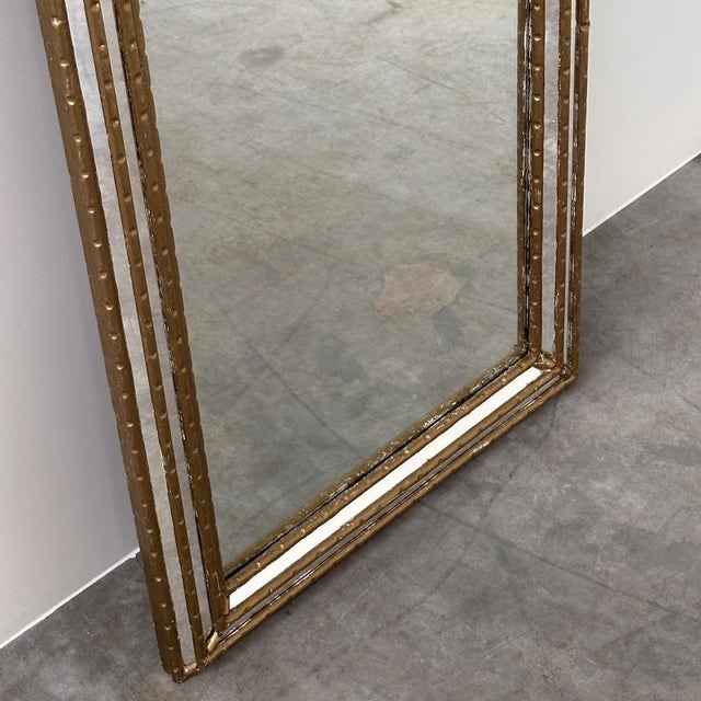 Vintage Hollywood Regency Gilt Faux Bamboo Full-Length Mirror, 1980s For Sale - Image 4 of 11