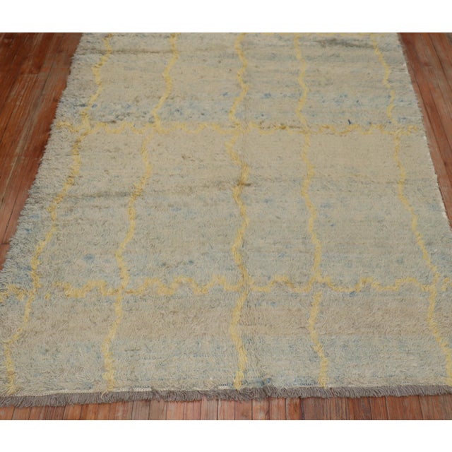 Early 21st Century Soft Blue Yellow Turkish Shag Gallery Size Rug For Sale - Image 5 of 6