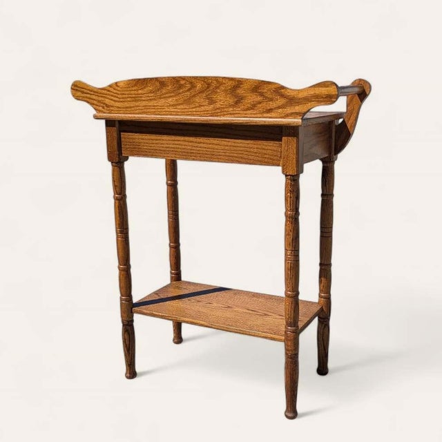 Antique Oak Washstand With Drawer, Shelf and Towel Rail, 19th Century For Sale - Image 14 of 17