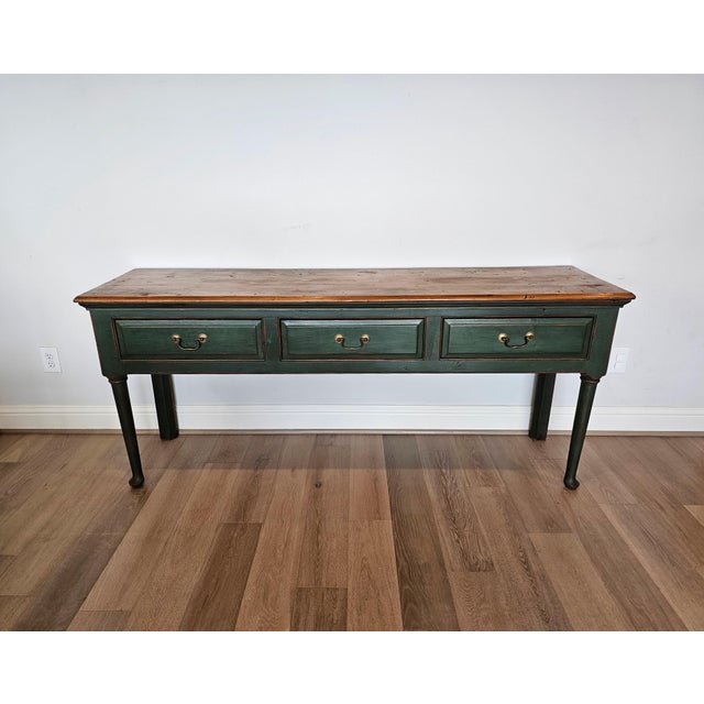 Rustic Antique British Farmhouse Green Painted Pine Kitchen Dresser ...
