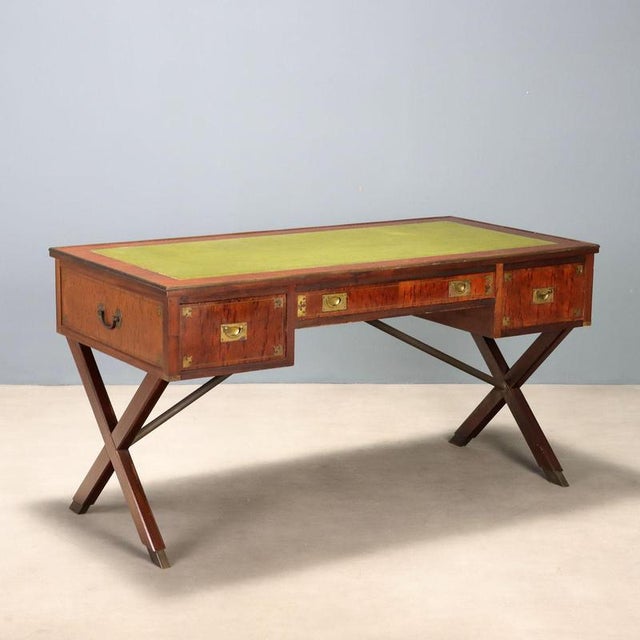 English Naval Style Mahogany Writing Desk For Sale - Image 12 of 12