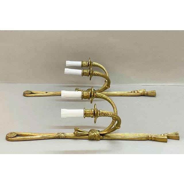 19th Century Louis XVI Style Knot and Tassel Candle Wall Lights, Set of 2 For Sale - Image 17 of 18