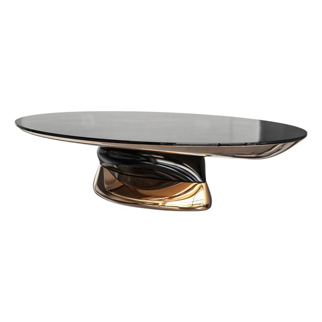 "Modena" Coffee Table With Bronze and Stainless Steel For Sale