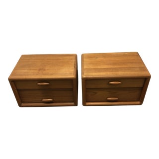 Danish Dyrlund Teak Wood Floating Nightstands - a Pair For Sale