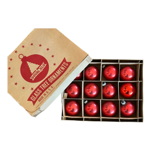 Vintage Mid Century Red Glass Christmas Ornaments