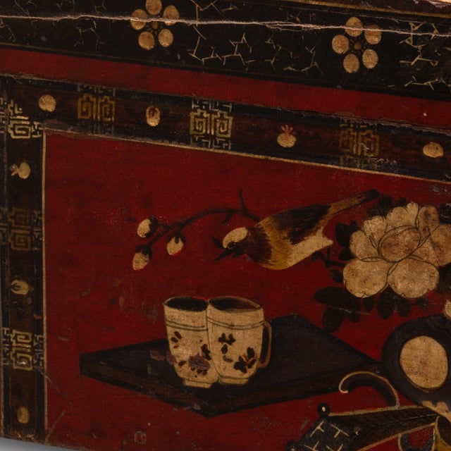 Red and Black Painted Storage Box, 1890s For Sale - Image 4 of 8