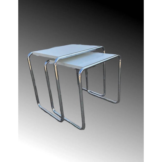 Metal Bauhaus B 9A and B Side Tables by Marcel Breuer for Thonet, Set of 2 For Sale - Image 7 of 18