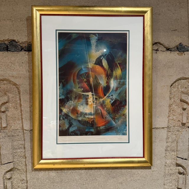 1980s 1980s Cosmic Wind Abstract Lithograph Leonardo Nierman For Sale - Image 5 of 10