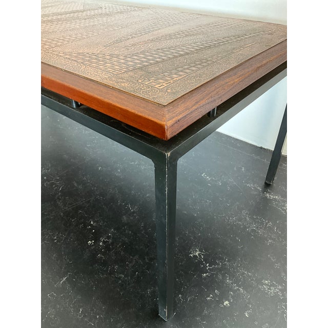 Mid-Century Modern Coffee Table with Floating Top in Teak and Copper, 1960s For Sale - Image 4 of 18