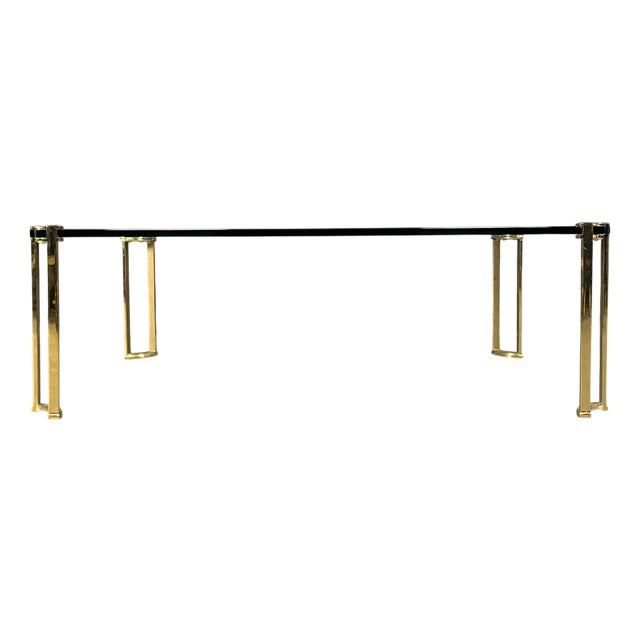 Brass and Glass Coffee Table in the style of Peter Ghyczy, 1970s For Sale