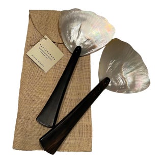 Vintage Pottery Barn Mother of Pearl Seashell Salad Servers New With Tags For Sale