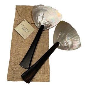 Vintage Pottery Barn Mother of Pearl Seashell Salad Servers New With Tags