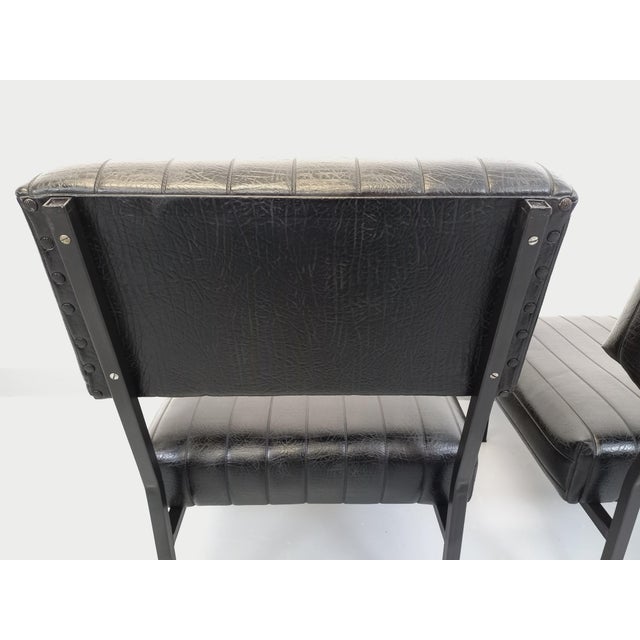Vintage Modernist Lounge Chairs in Black Imitation Leather and Metal, 1960s, Set of 2 For Sale - Image 17 of 18