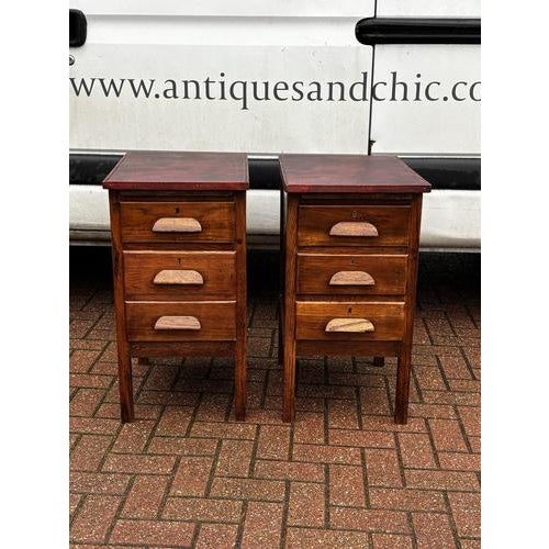 Wood Edwardian Bedside Tables in Oak, Set of 2 For Sale - Image 7 of 12