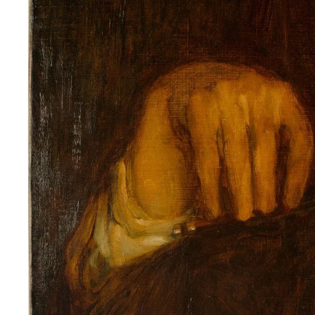 Early 20th Century Portrait of a Young Musician Oil Painting by Leonard Watts For Sale In Philadelphia - Image 6 of 11
