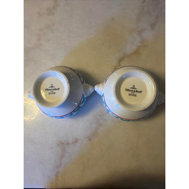 Villeroy & Boch Lina Aqua Porcelian Pedestal Lion Head Soup Bowl Set of 2 For Sale - Image 12 of 16