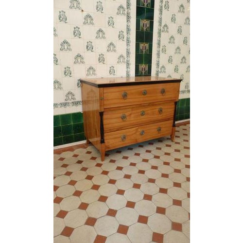 Biedermeier Cherrywood Chest of Drawers with Columns, 1840s For Sale - Image 5 of 12