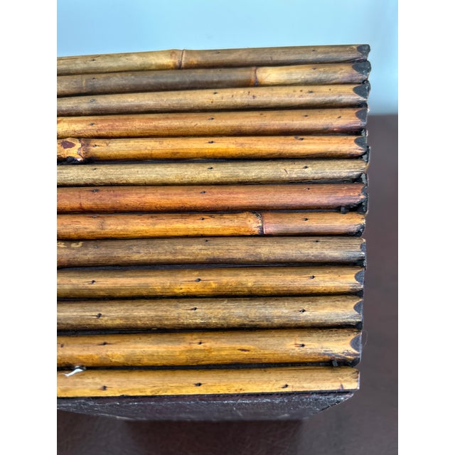 Vintage Stacked Bamboo Reed Tapered Square Cachepots — A Pair For Sale In Chicago - Image 6 of 7